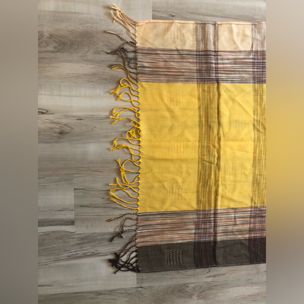 ✨$8 Clear Out ✨ Pashmina Yellow, Brown, Grey Striped Scarf - Picture 4 of 5